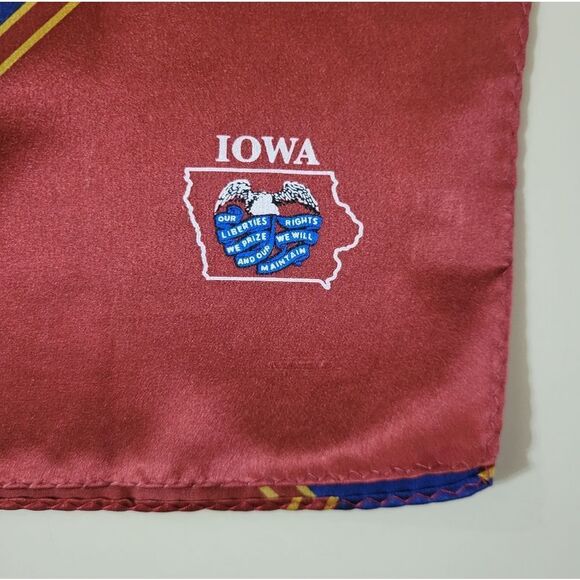 Red And Navy Stripe Iowa Silk Oblong Scarf - Picture 2 of 7